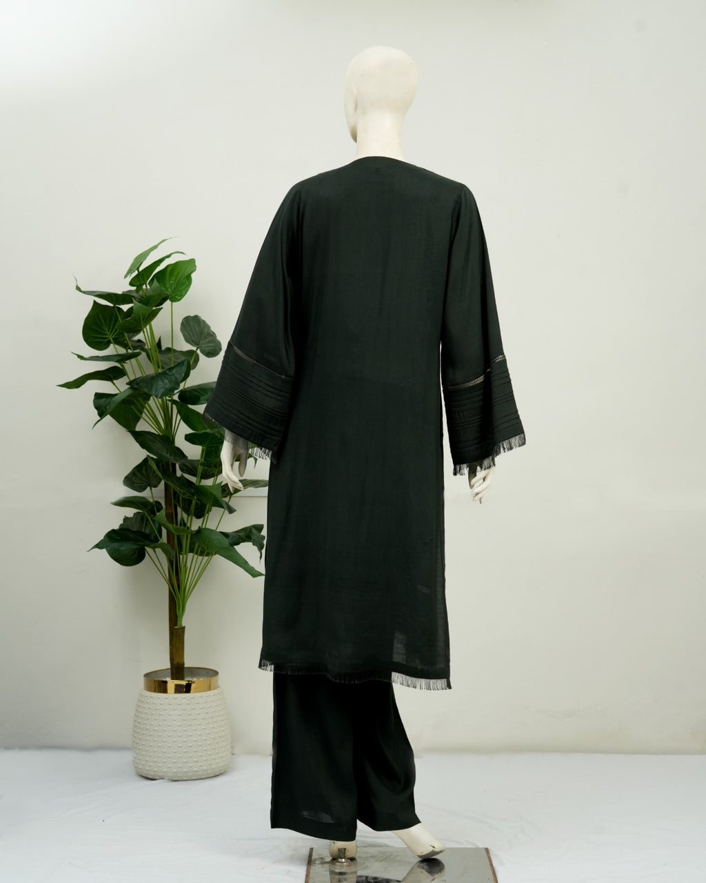 Plain Dark Green Solid Russian Rao-Silk 2Pcs | DD-SOLID-PDGRR-010