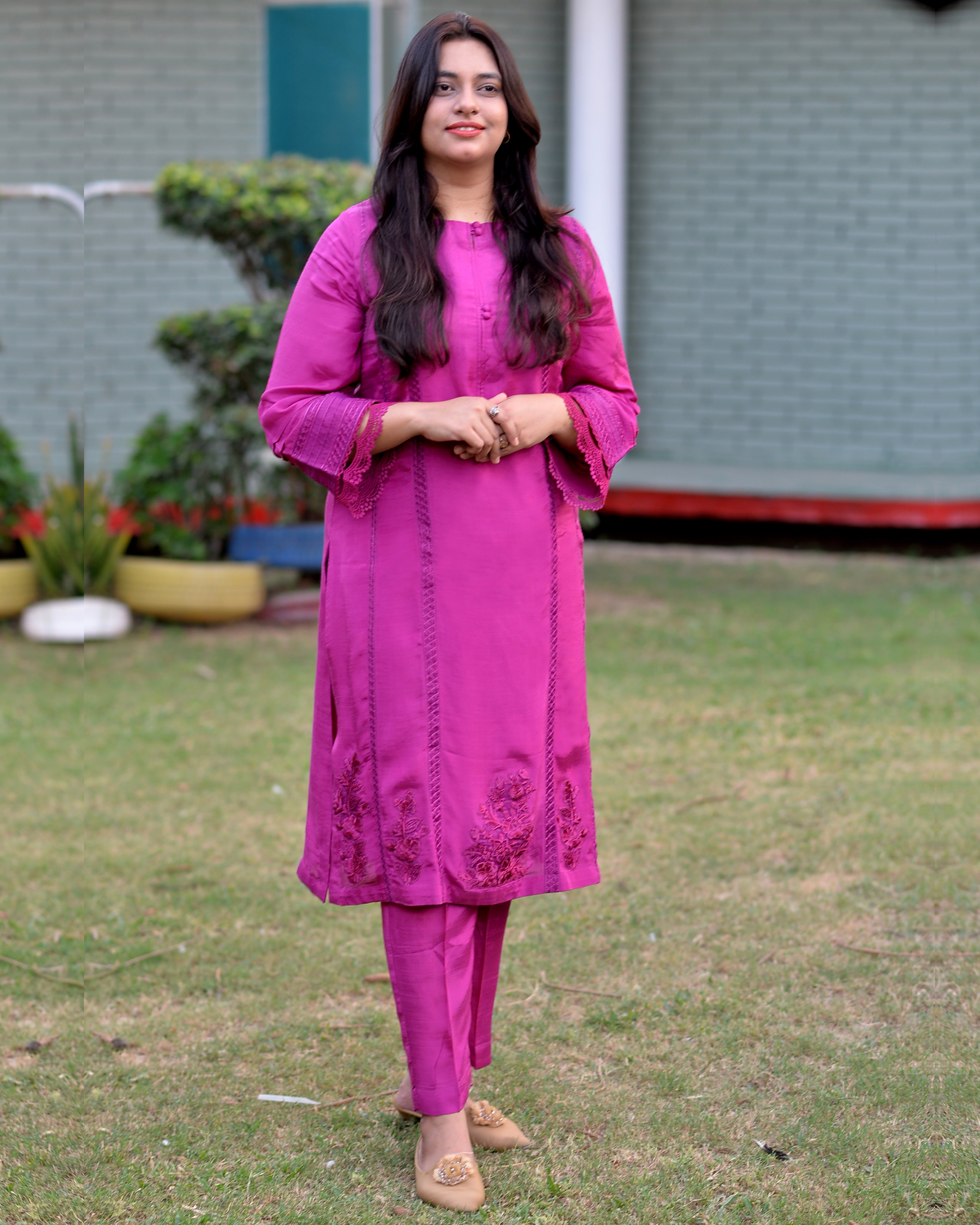 Pink Rao-Silk Embroidered 2 PC | DD-SOLID-EPR-001