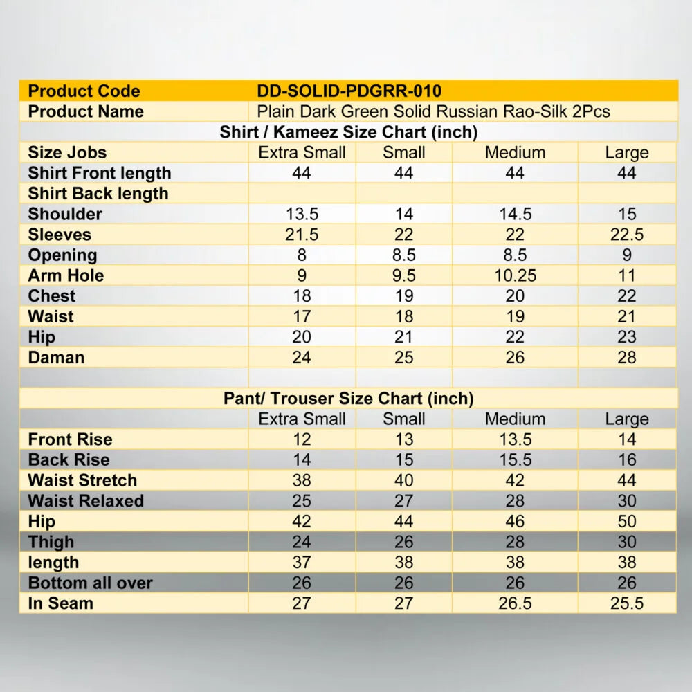 Plain Dark Green Solid Russian Rao-Silk 2Pcs | DD-SOLID-PDGRR-010
