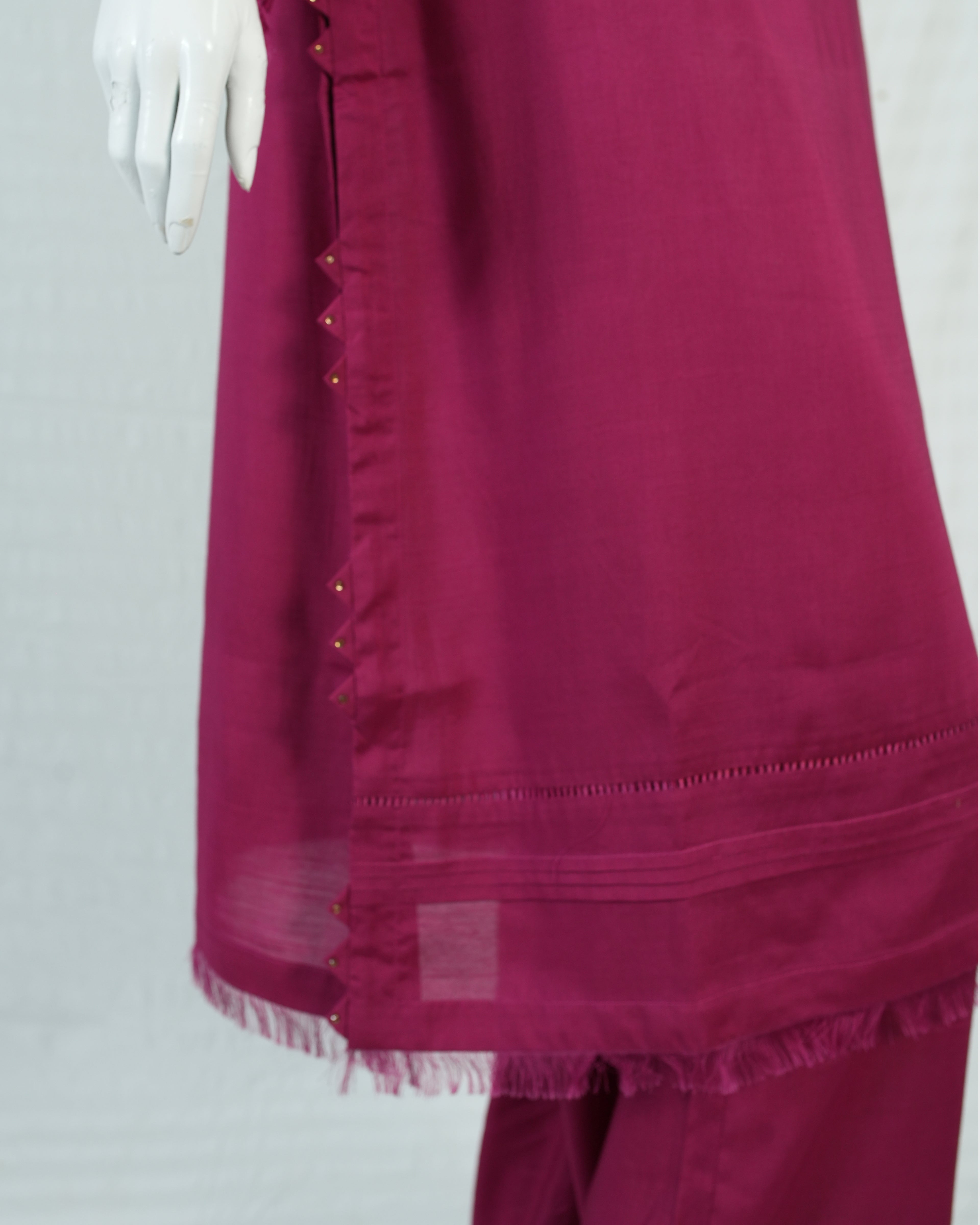 Maroon Russian Rao-Silk 2 PC | DD-SOLID-PMPRR-011