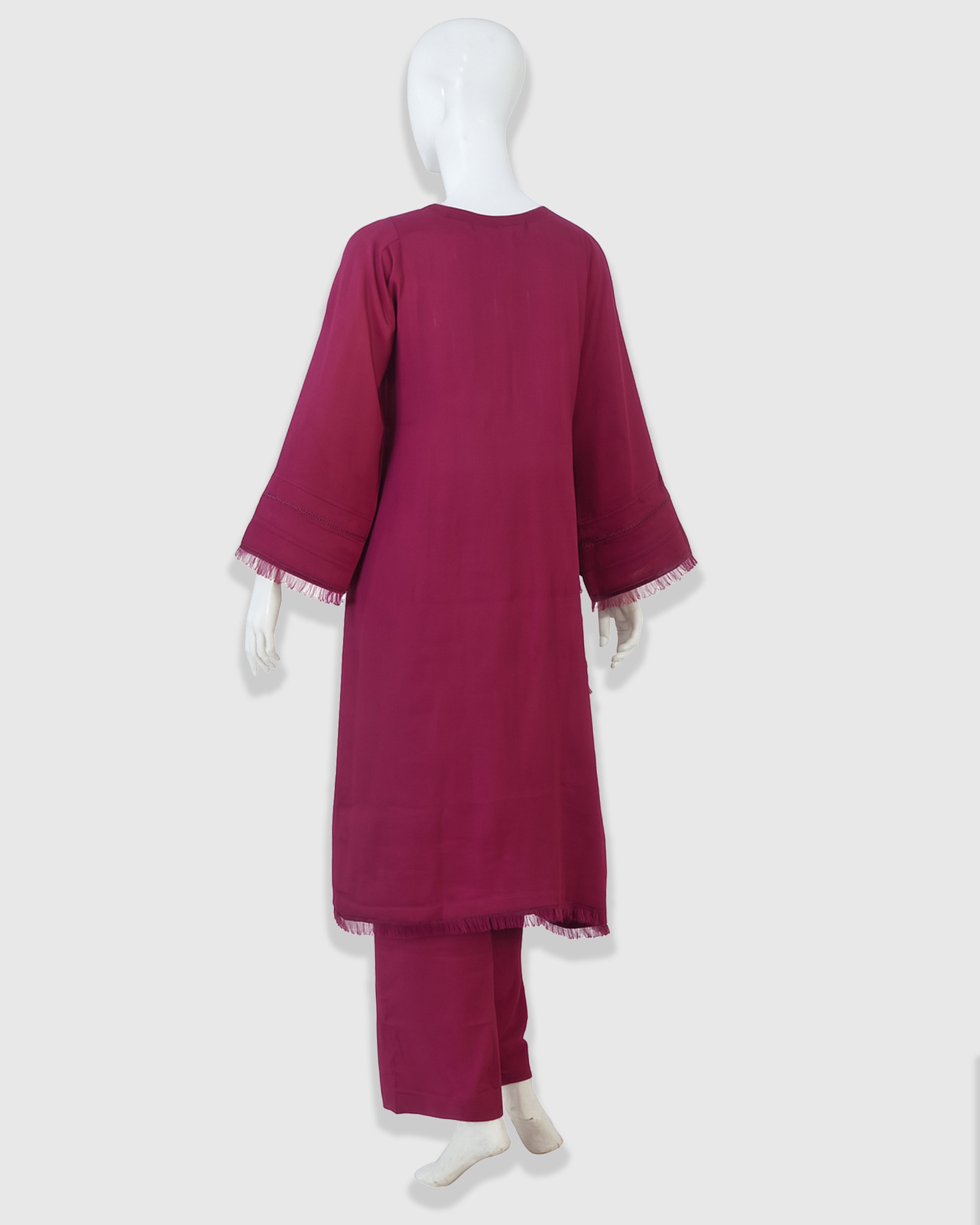 Maroon Russian Rao-Silk 2 PC | DD-SOLID-PMPRR-011