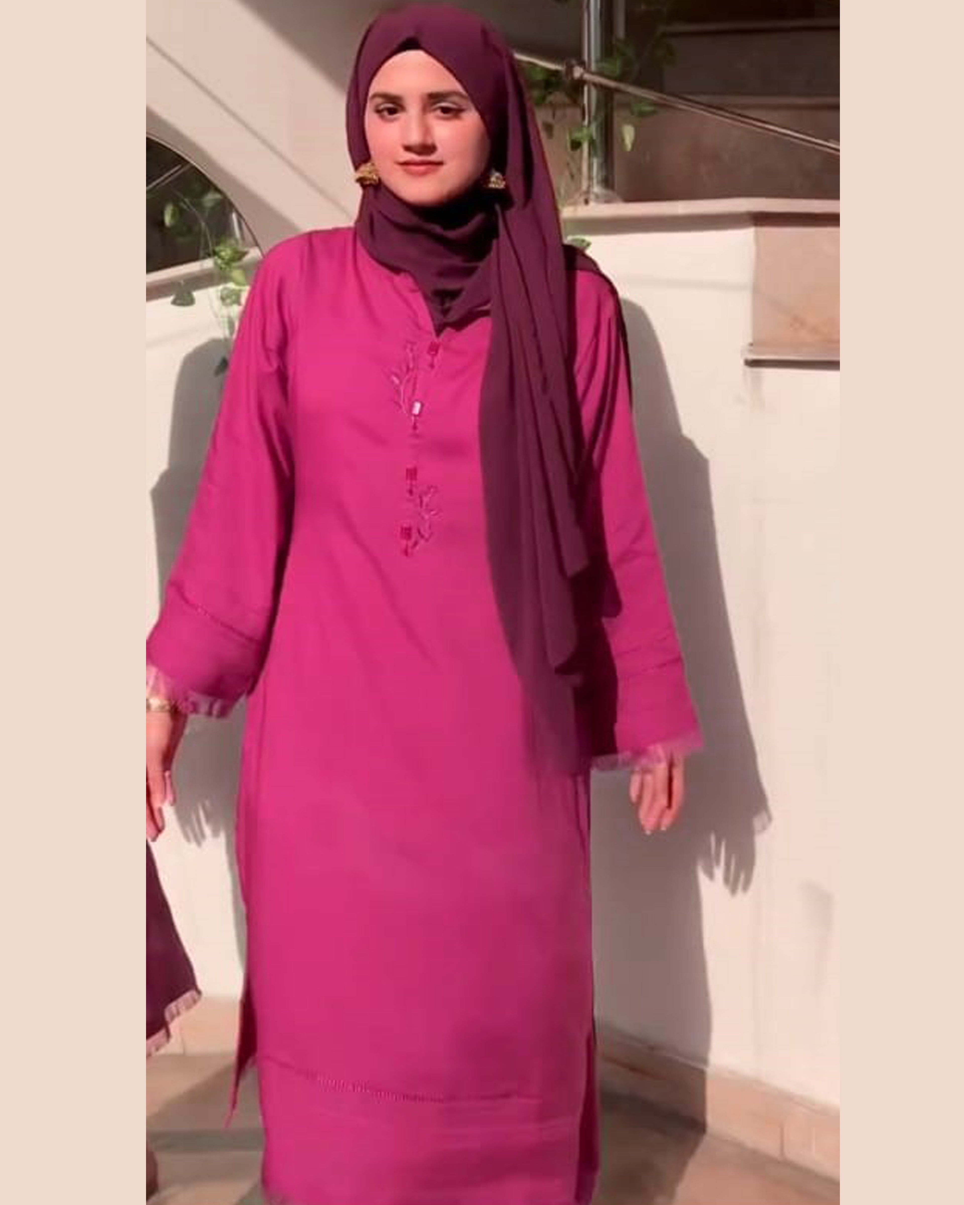 Maroon Russian Rao-Silk 2 PC | DD-SOLID-PMPRR-011