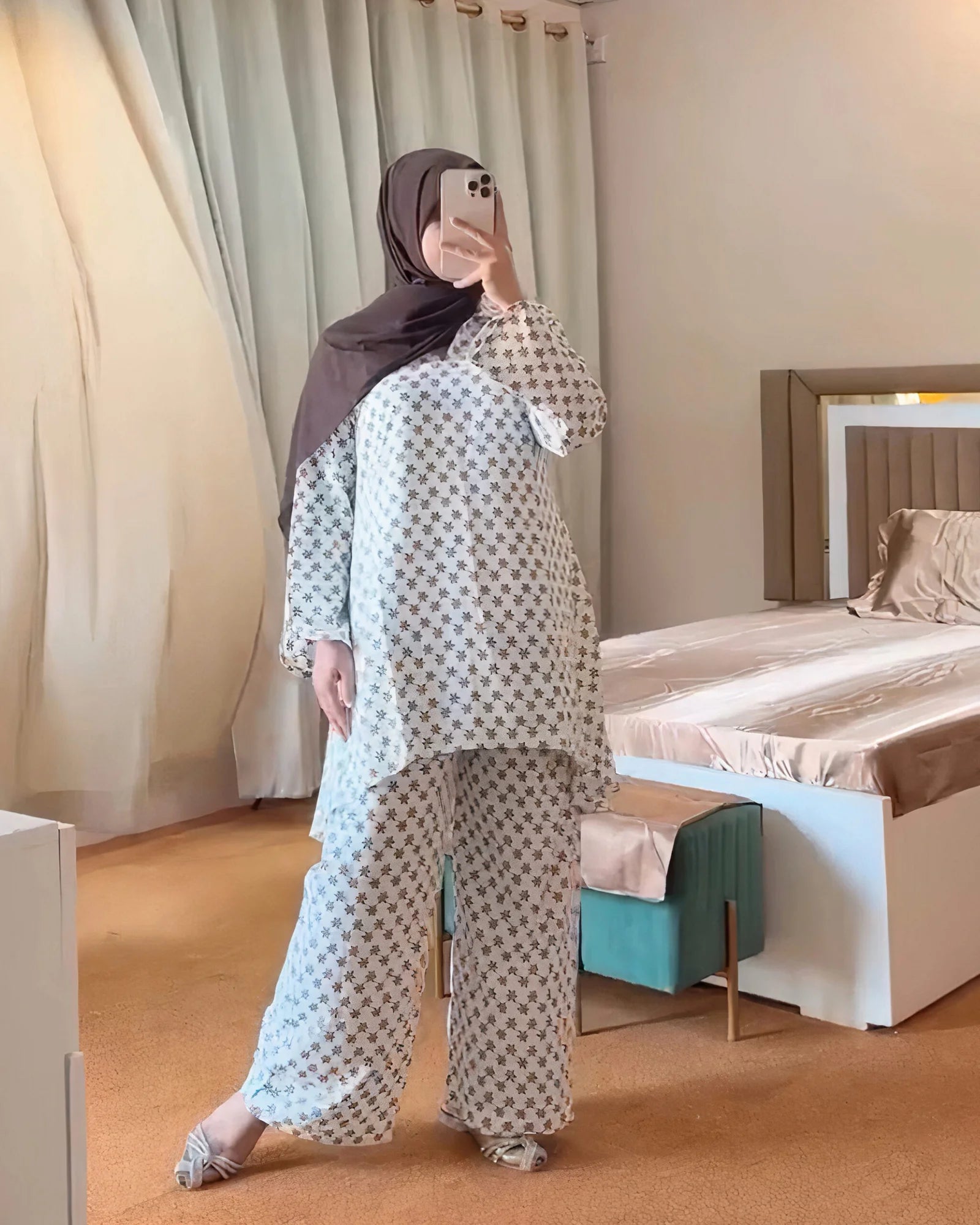 White Printed Georgette 2 PC | DD-COORD-PG-012