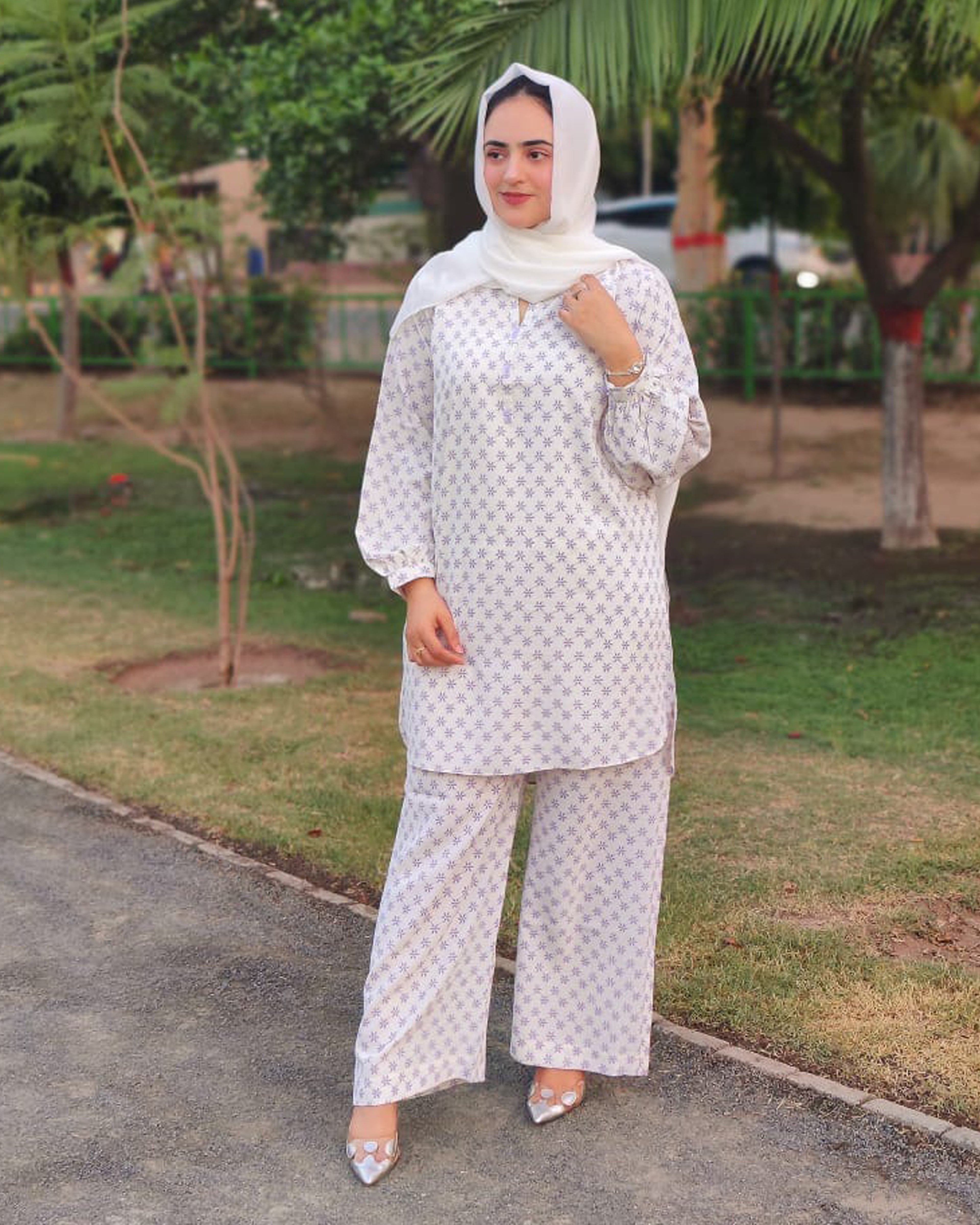 White Printed Georgette 2 PC | DD-COORD-PG-014