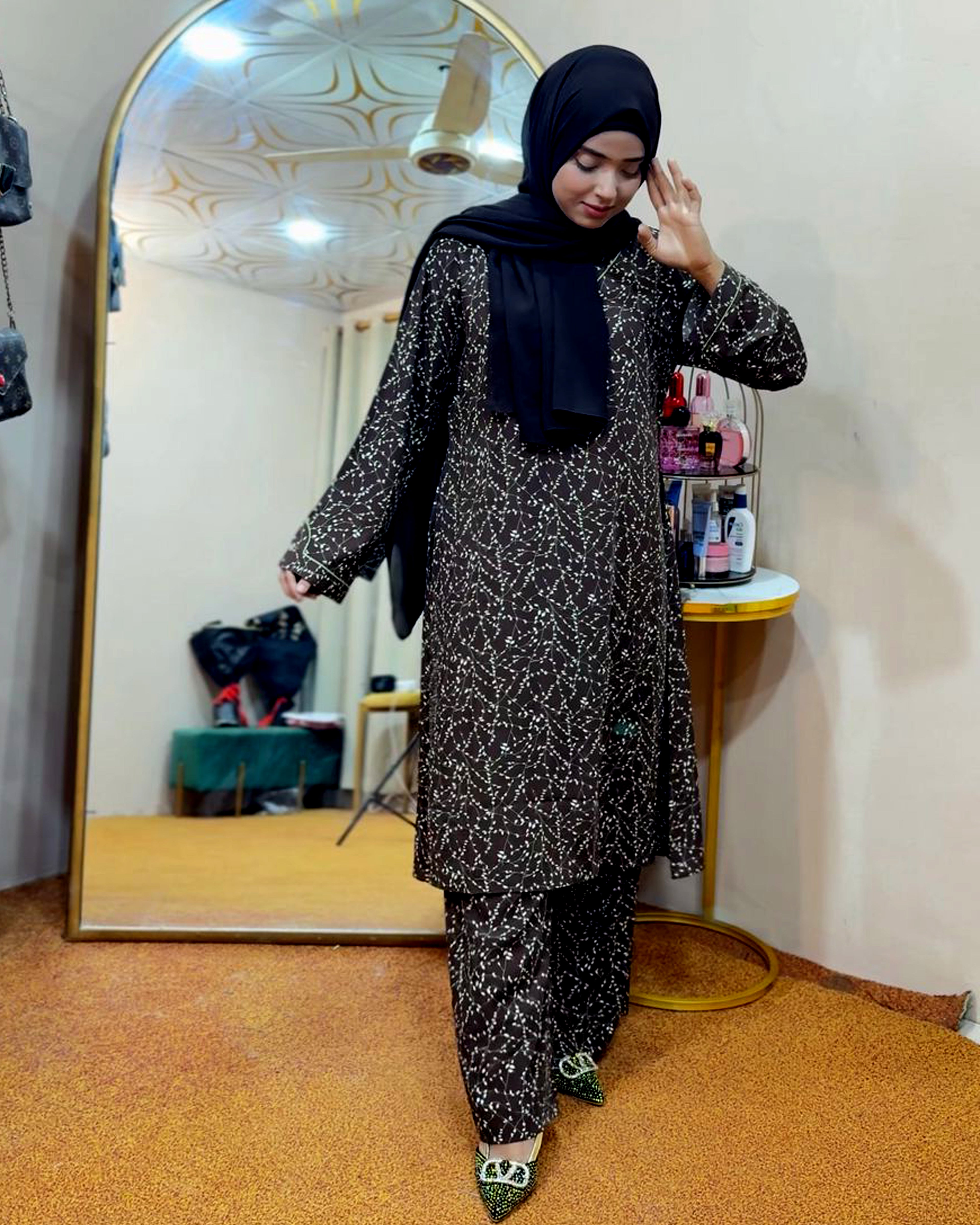 Brown Printed Georgette 2 PC | DD-PG-PG-017