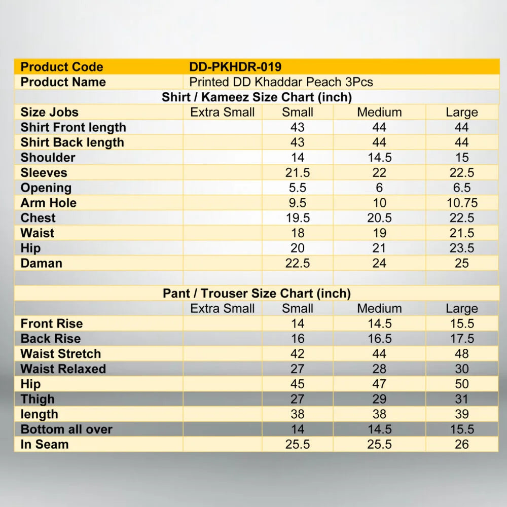 Un-Stitched Peach Printed Khaddar 3 PC | DD-PKHDR-019