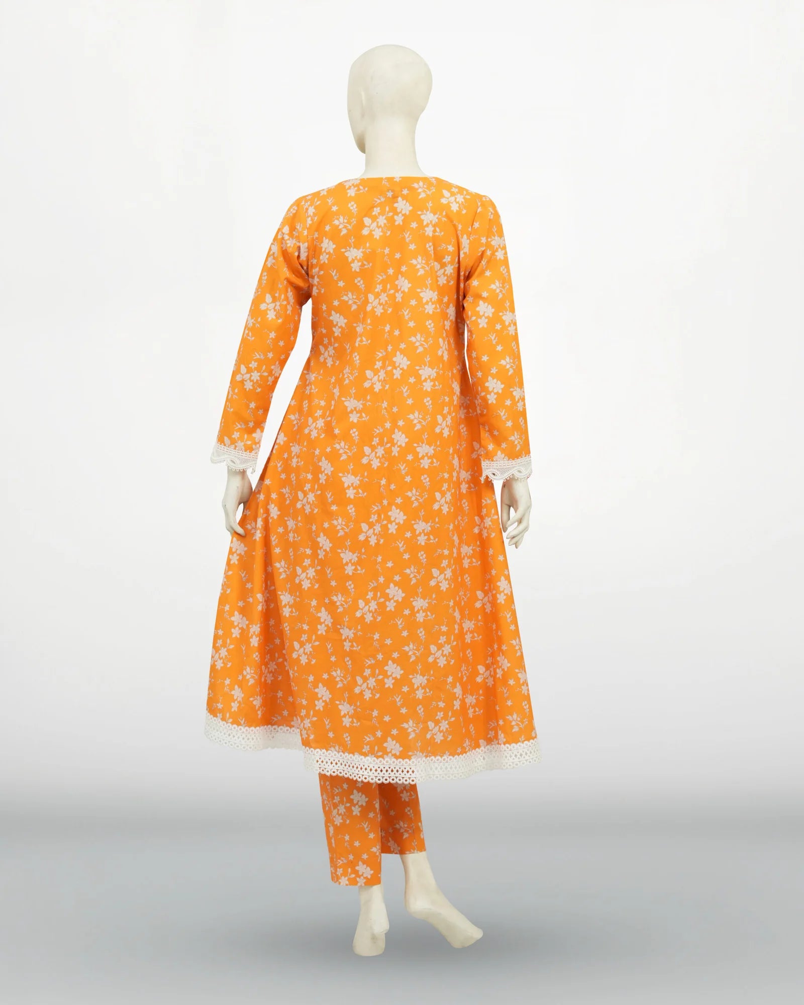 Un-Stitched Printed DD Lawn Orange 3 Pcs | DD-PLAWN-028