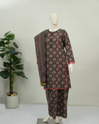 Un-Stitched Double Dot Wear Black Printed Khaddar 3 PC | DD-PKHDR-020