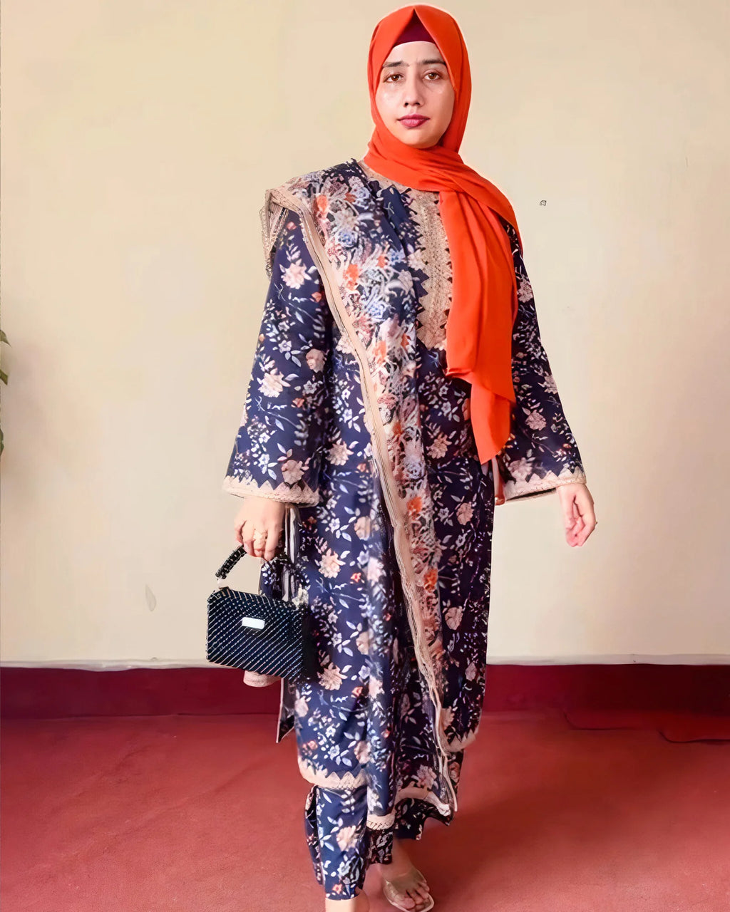 Un-Stitched Printed DD Lawn Black 3 Pcs | DD-PLAWN-029