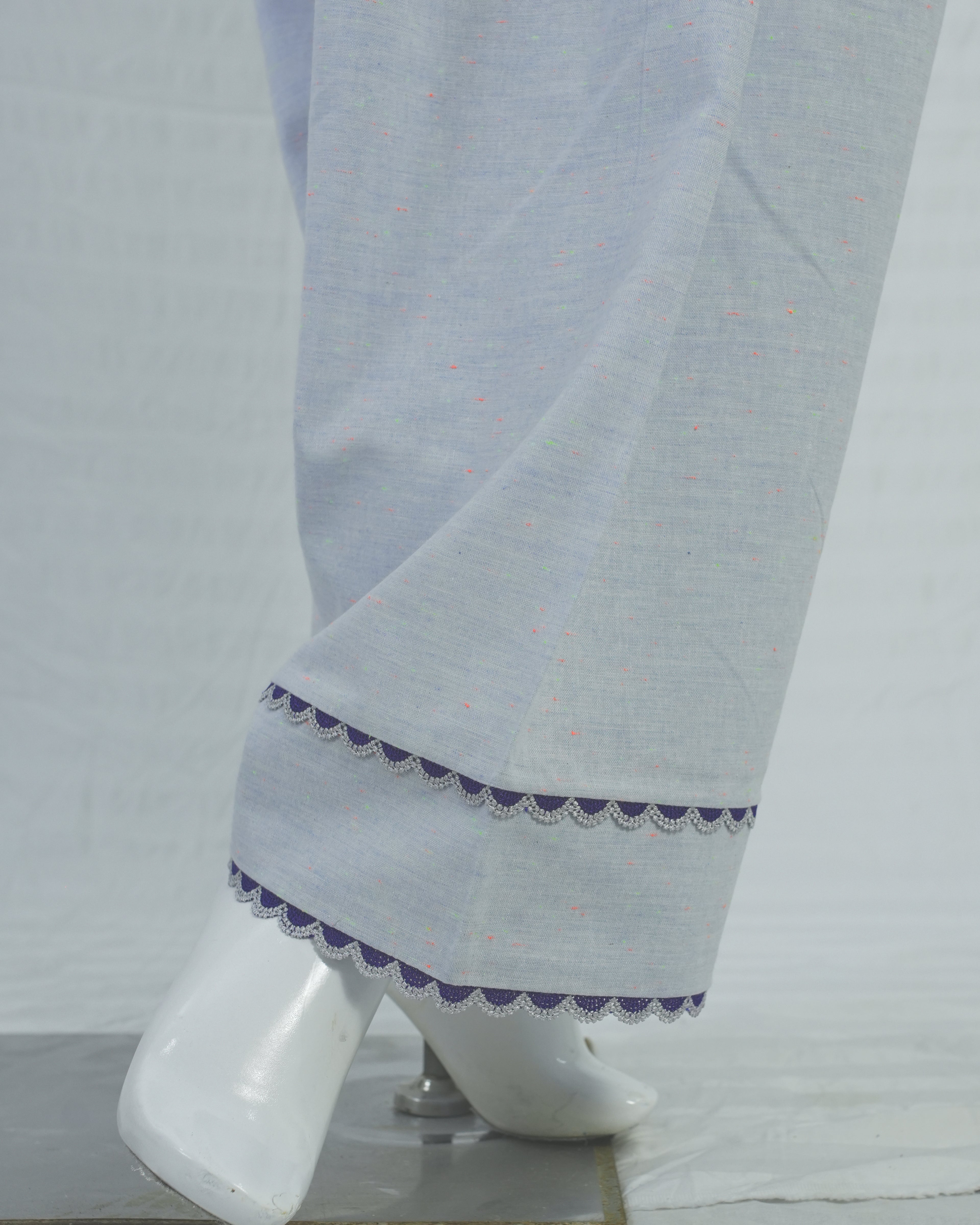 Light Blue Cotton Short Shirt with Farshi Shalwar – 2 Piece Set