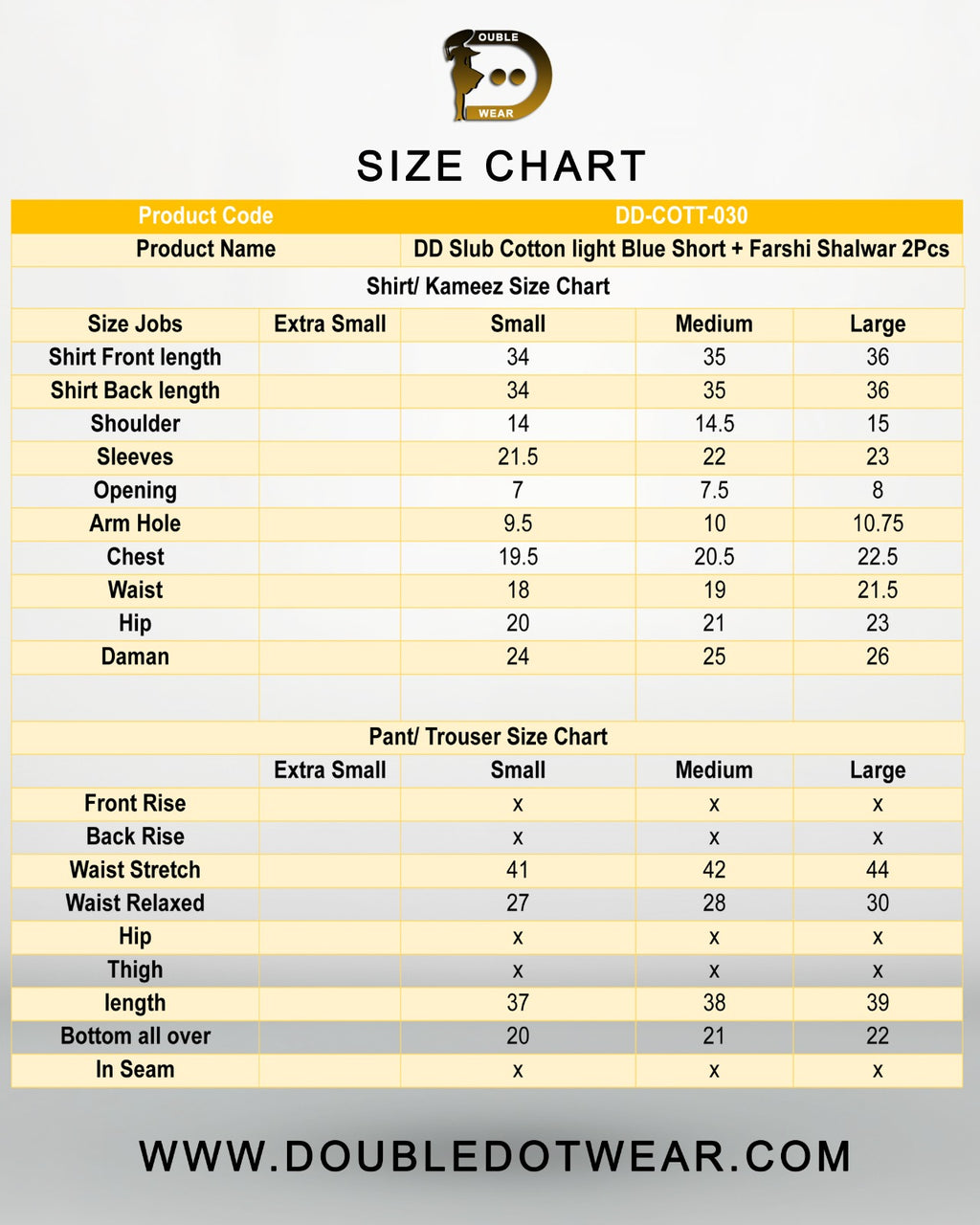 Light Blue Cotton Short Shirt with Farshi Shalwar – 2 Piece Set