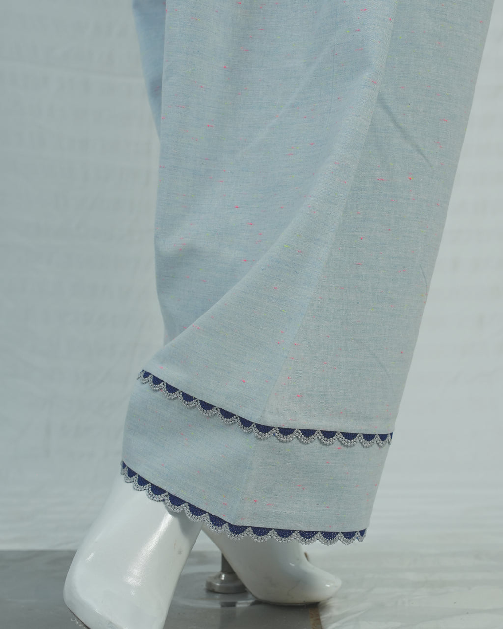 Cotton light Blue Long Shirt with Farshi Shalwar 2 Piece Set | DD-COTT-031