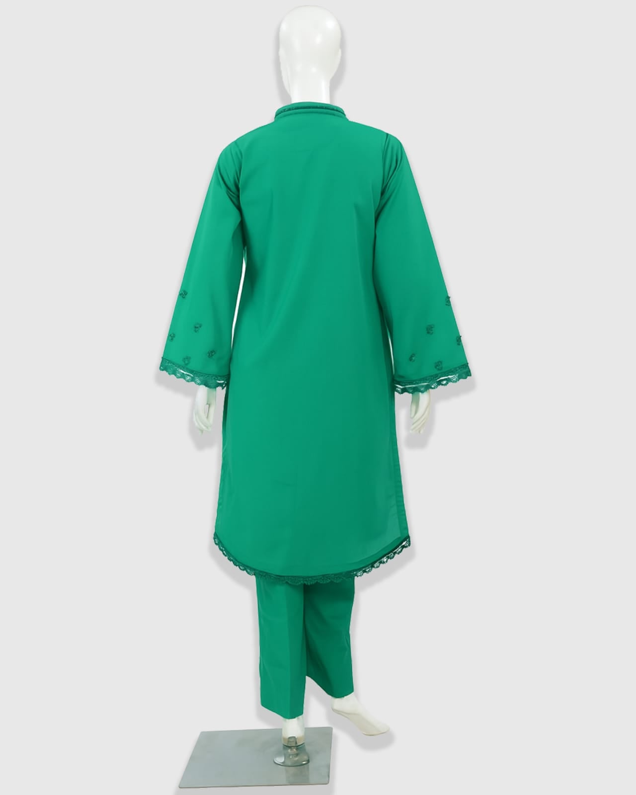 Cotton Dark Green Long Shirt with Farshi Shalwar