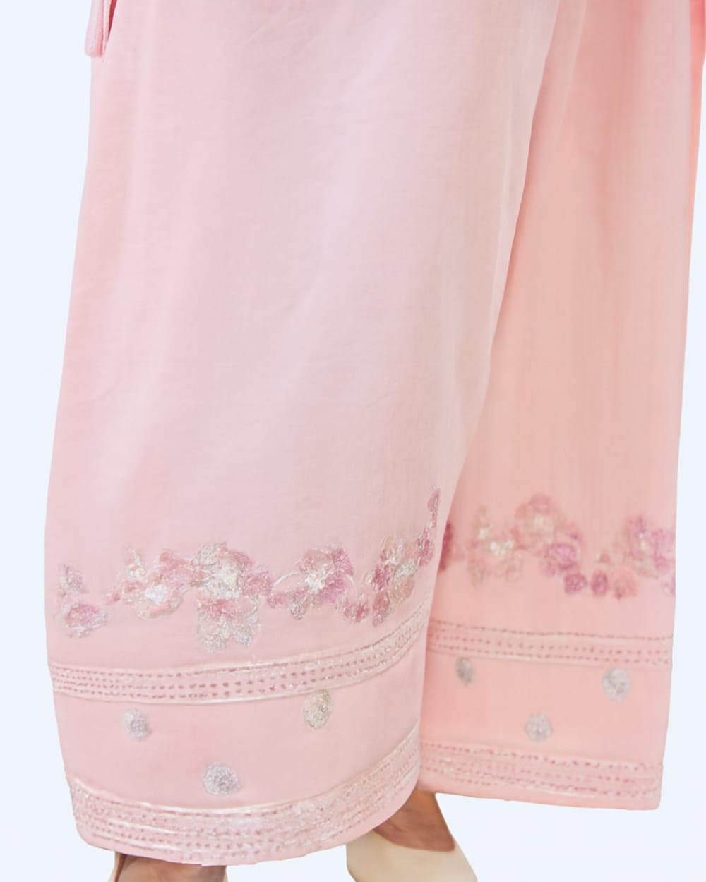 Cotton Baby Pink Short Shirt With Farshi Shalwar - 2 Piece Set