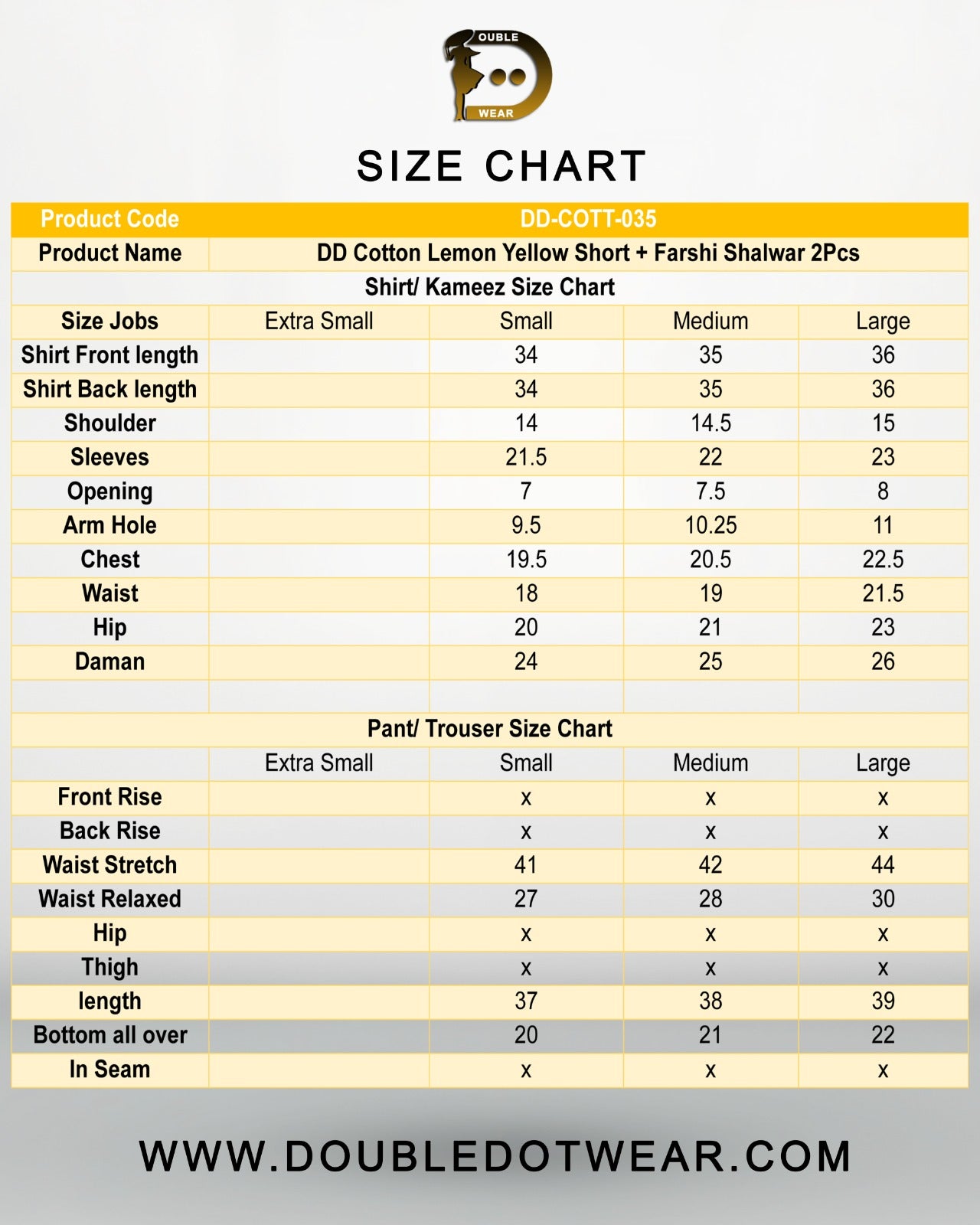 Cotton Lemon Yellow Short Shirt with Farshi Shalwar – 2 Piece Set