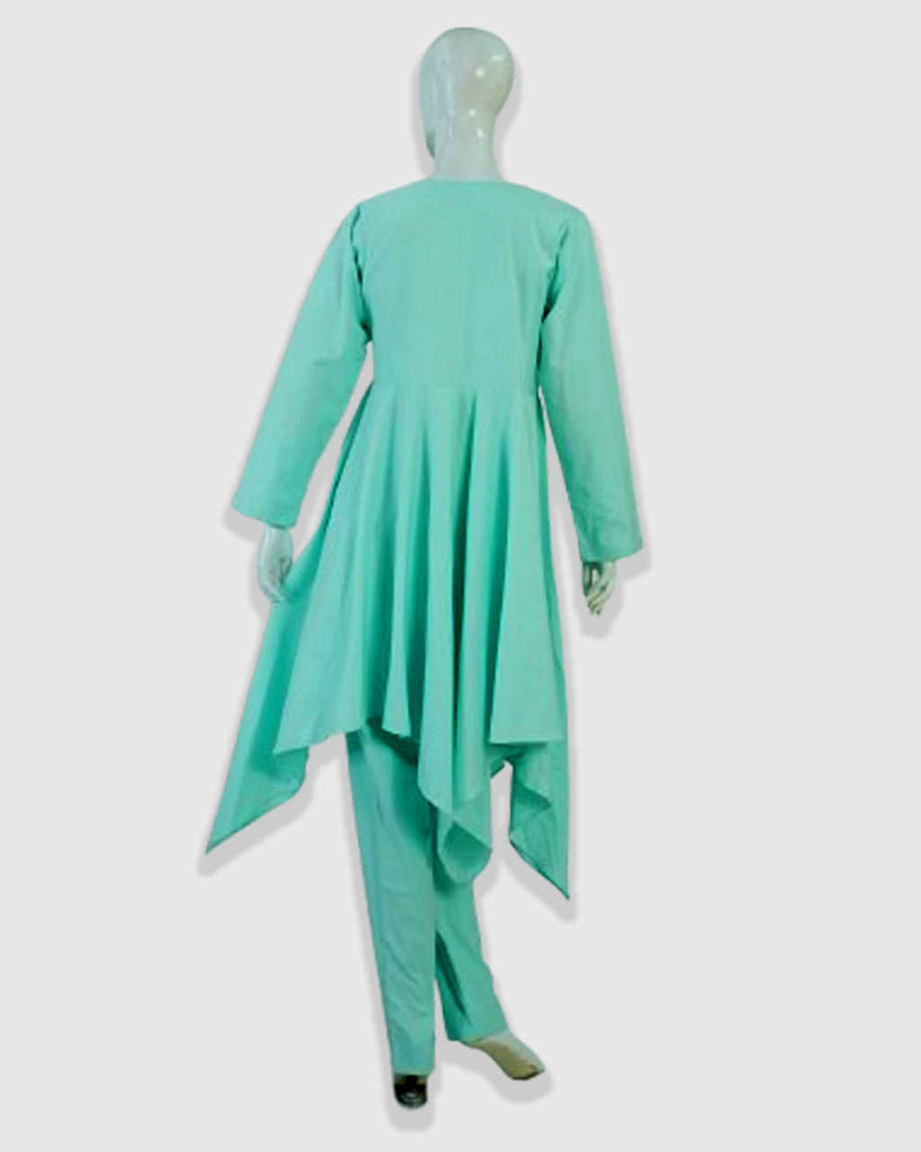 Sea Green Cotton Star Frock With Shalwar 2Pcs | DD-COTT-036