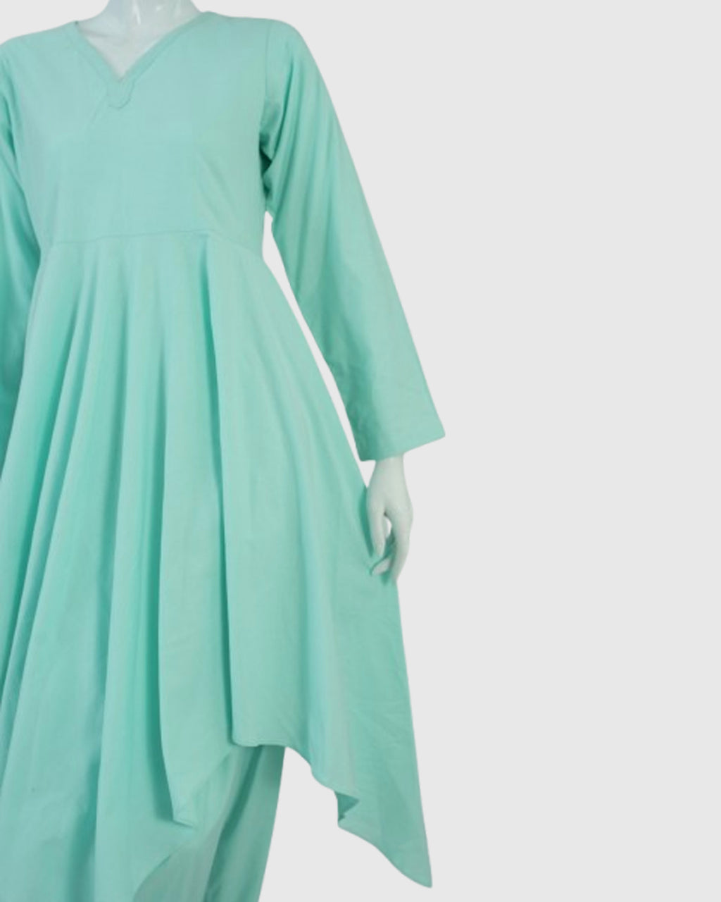 Sea Green Cotton Star Frock With Shalwar 2Pcs | DD-COTT-036