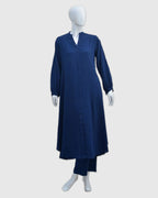 Linen Navy Blue Shirt &amp; Trousers Set (2-Piece) | DD-LELN-038