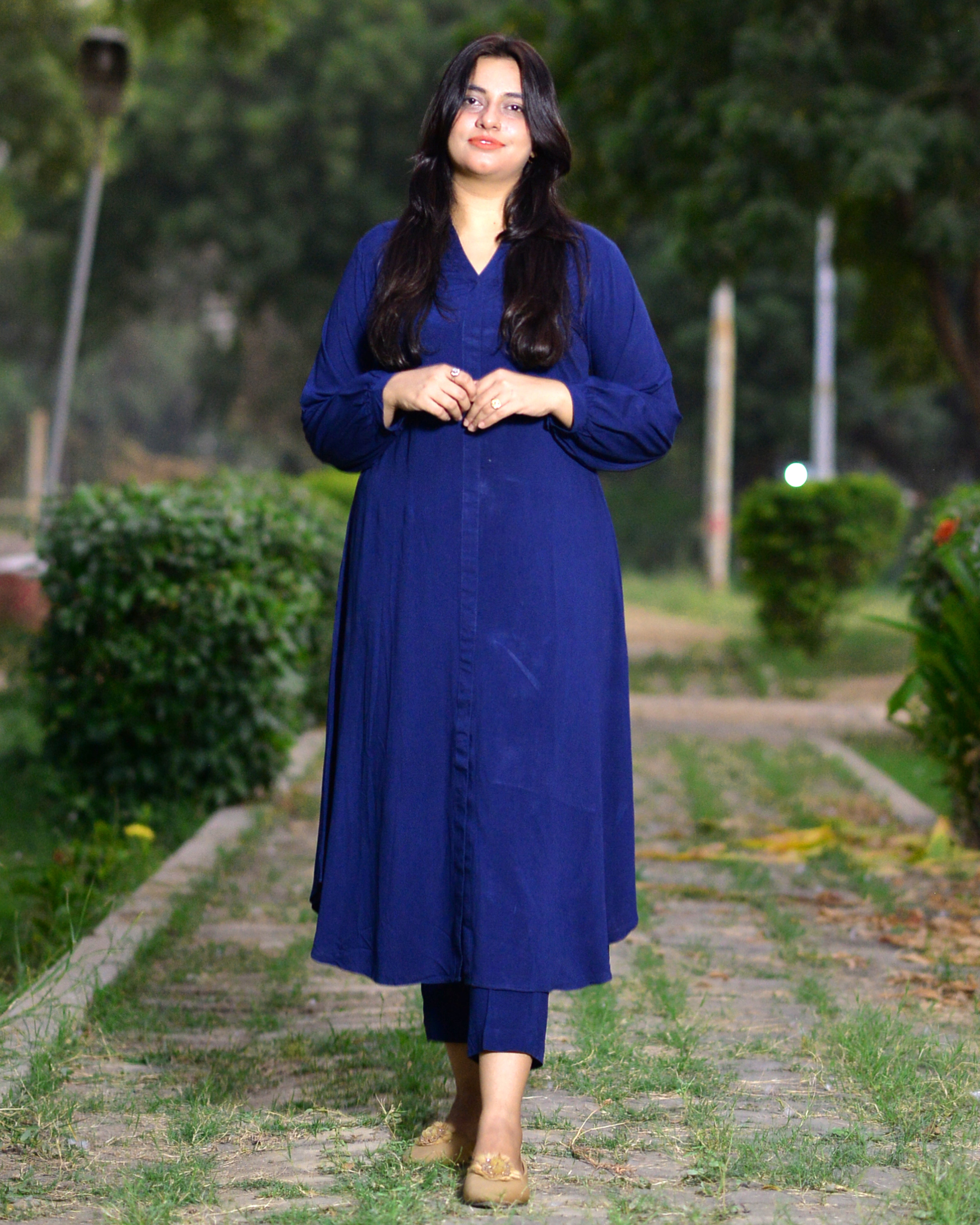 Linen Navy Blue Shirt &amp; Trousers Set (2-Piece) | DD-LELN-038