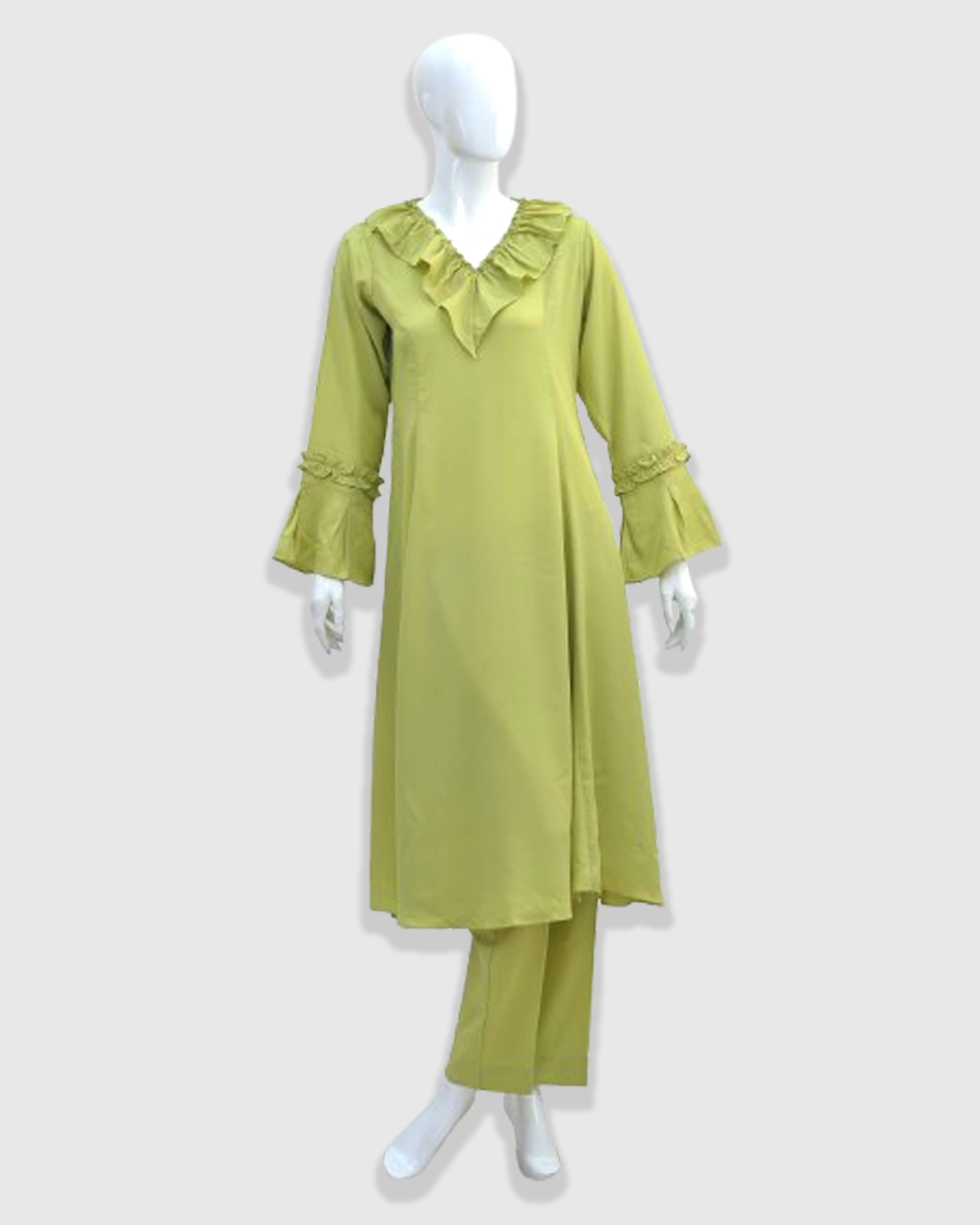 Linen Lemon Color Shirt with Trousers – 2 Piece Set | DD-LELN-039