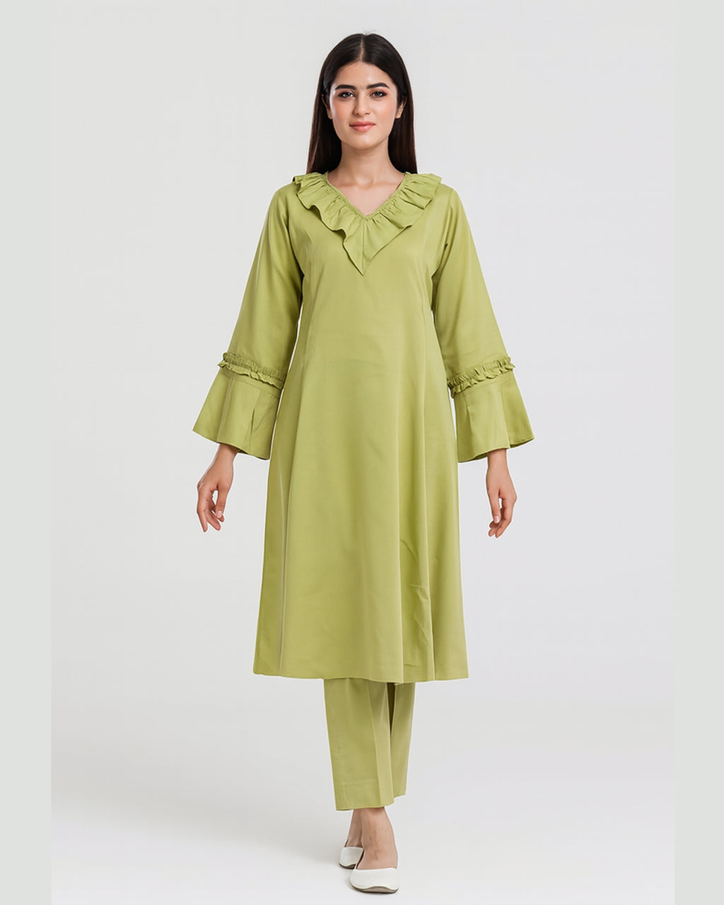 Linen Lemon Color Shirt with Trousers – 2 Piece Set | DD-LELN-039