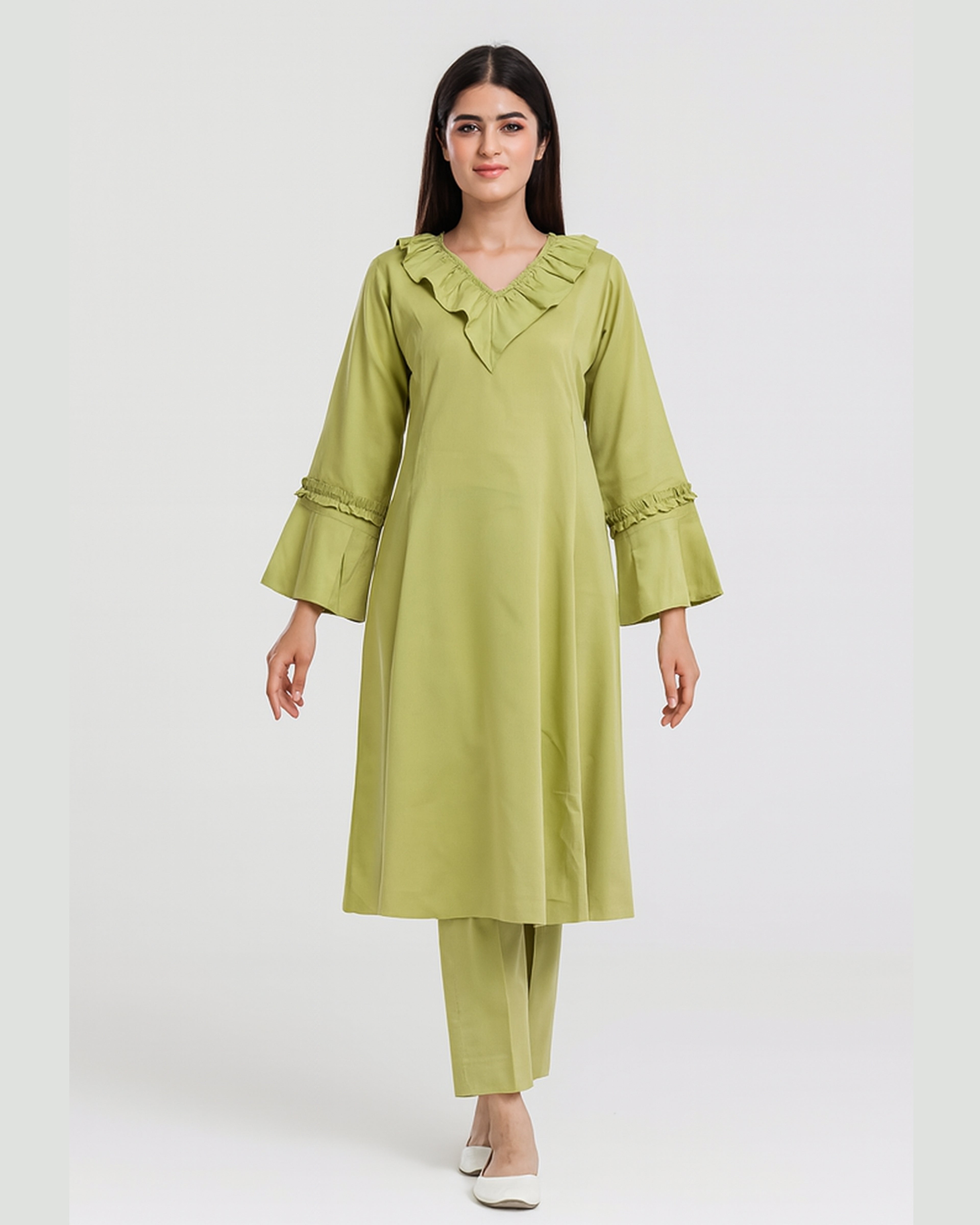 Linen Lemon Color Shirt with Trousers – 2 Piece Set | DD-LELN-039