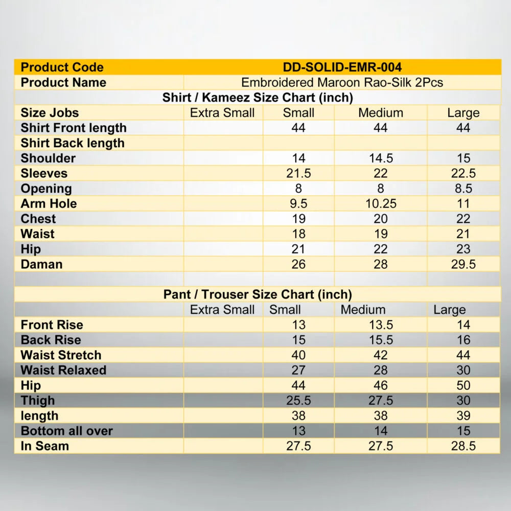 Maroon Embroidered Rao-Silk 2 PC | DD-SOLID-EMR-004