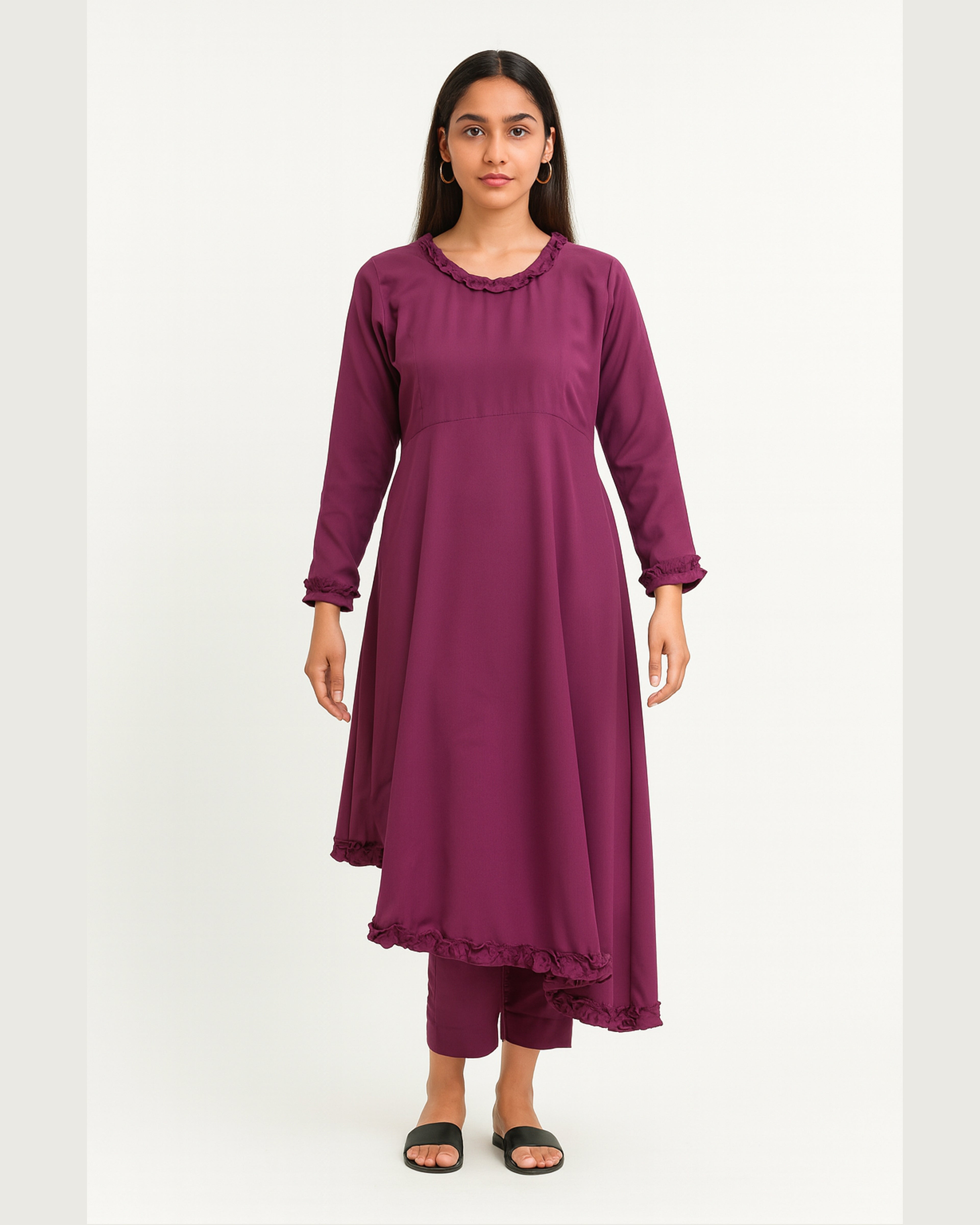 Double Dot Wear Magenta Linen Shirt & Trousers Set | DD-LELN-041