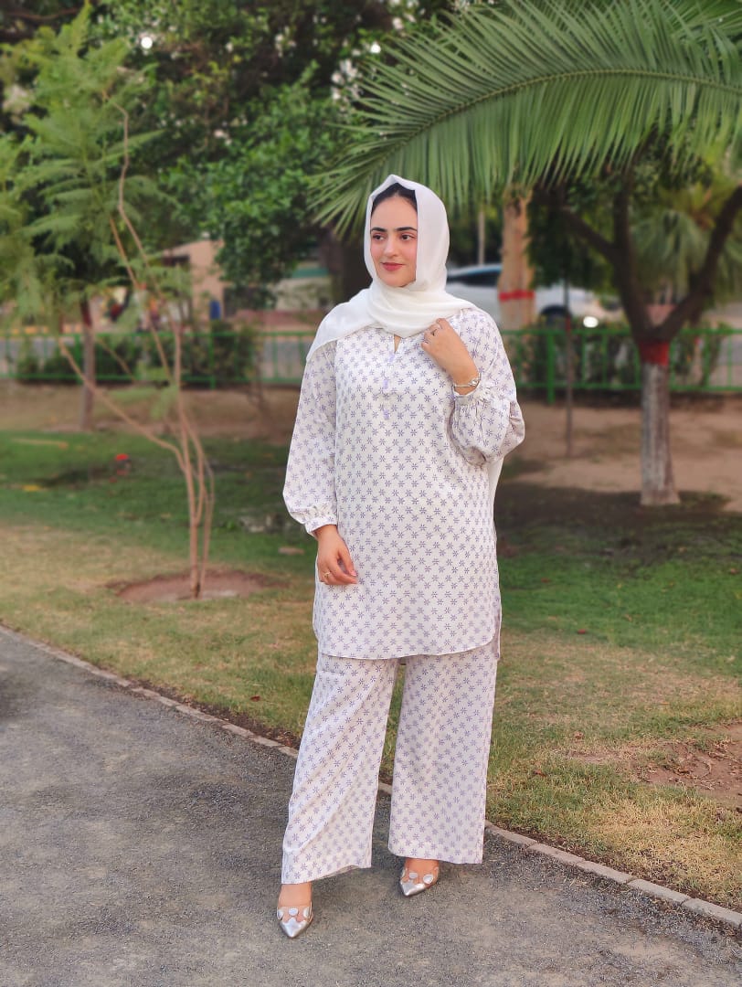 White Printed Georgette 2 PC | DD-COORD-PG-014
