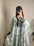 Un-Stitched Printed DD Lawn Green 3 Pcs | DD-PLAWN-026