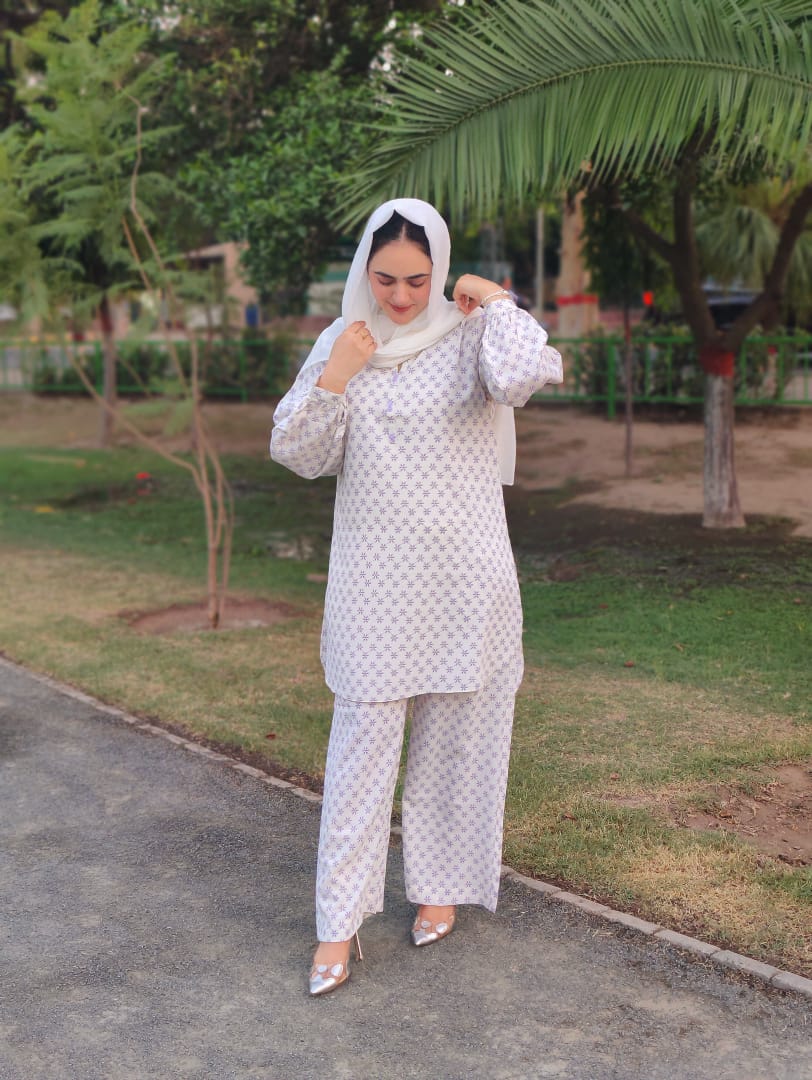 White Printed Georgette 2 PC | DD-COORD-PG-014