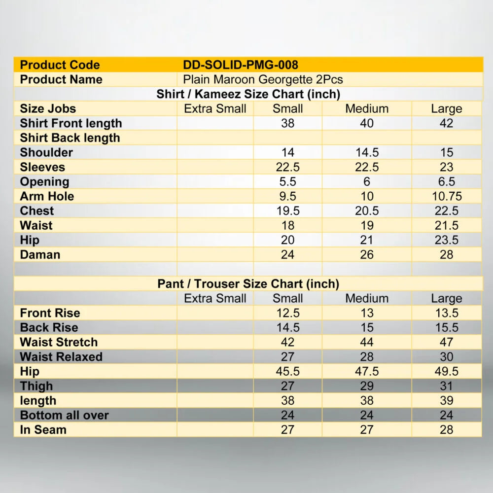 Maroon Plain Georgette 2 PC | DD-SOLID-PMG-008