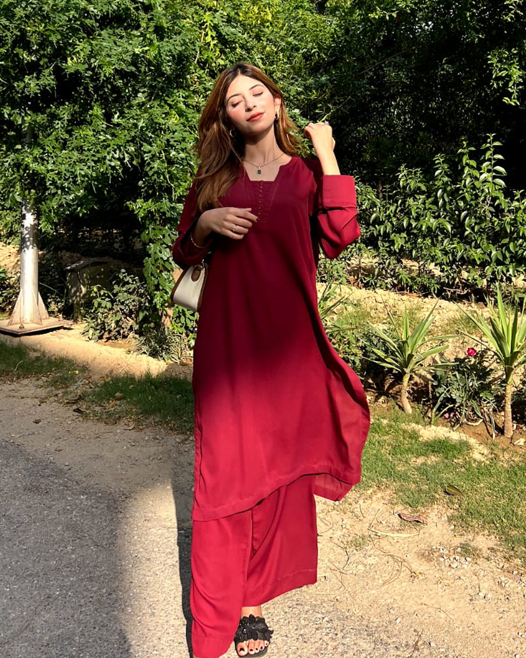 Maroon Plain Georgette 2 PC | DD-SOLID-PMG-008