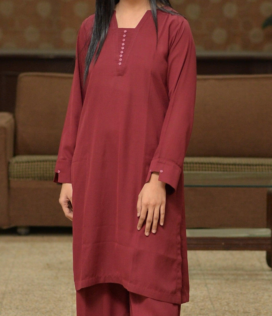 Maroon Plain Georgette 2 PC | DD-SOLID-PMG-008