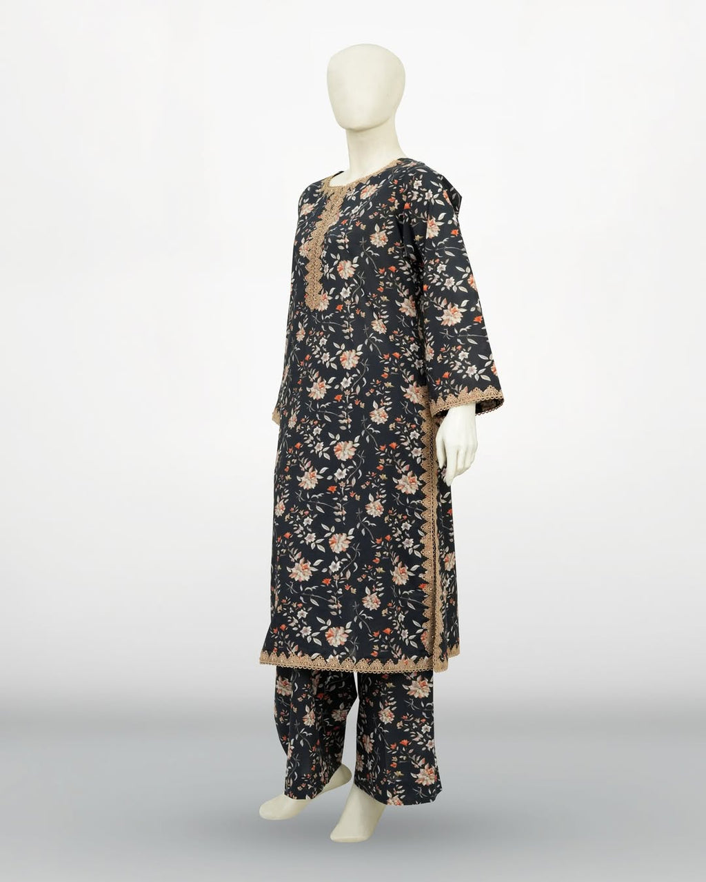 Un-Stitched Printed DD Lawn Black 3 Pcs | DD-PLAWN-029