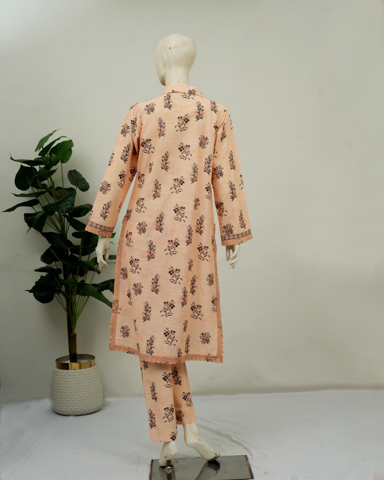 Un-Stitched Peach Printed Khaddar 3 PC | DD-PKHDR-019