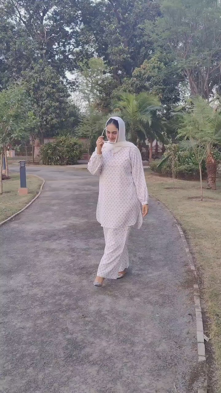 White Printed Georgette 2 PC | DD-COORD-PG-014