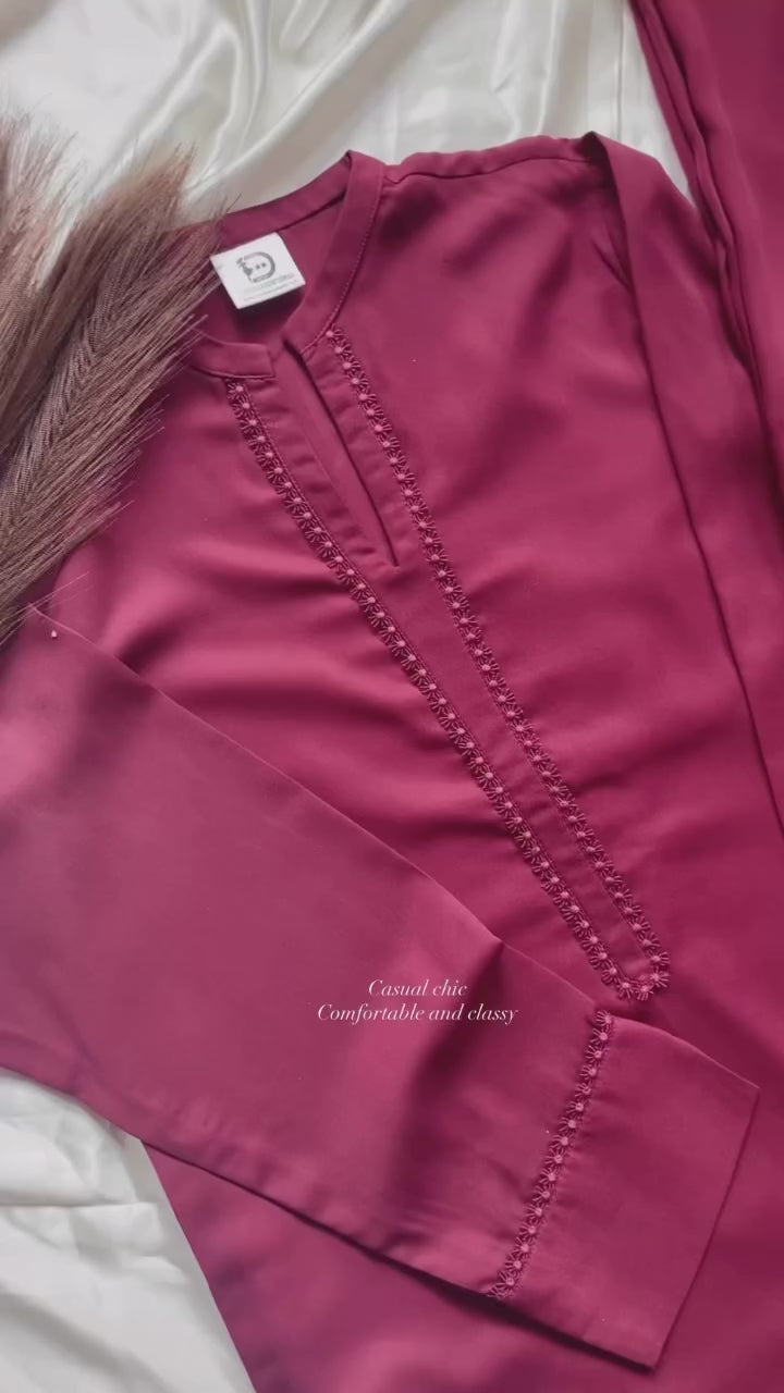 Maroon Georgette 2 PC | DD-SOLID-PRG-006