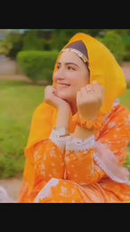 Un-Stitched Printed DD Lawn Orange 3 Pcs | DD-PLAWN-028