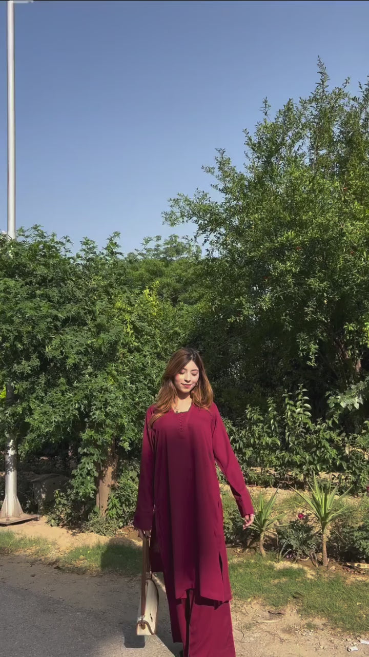 Maroon Plain Georgette 2 PC | DD-SOLID-PMG-008