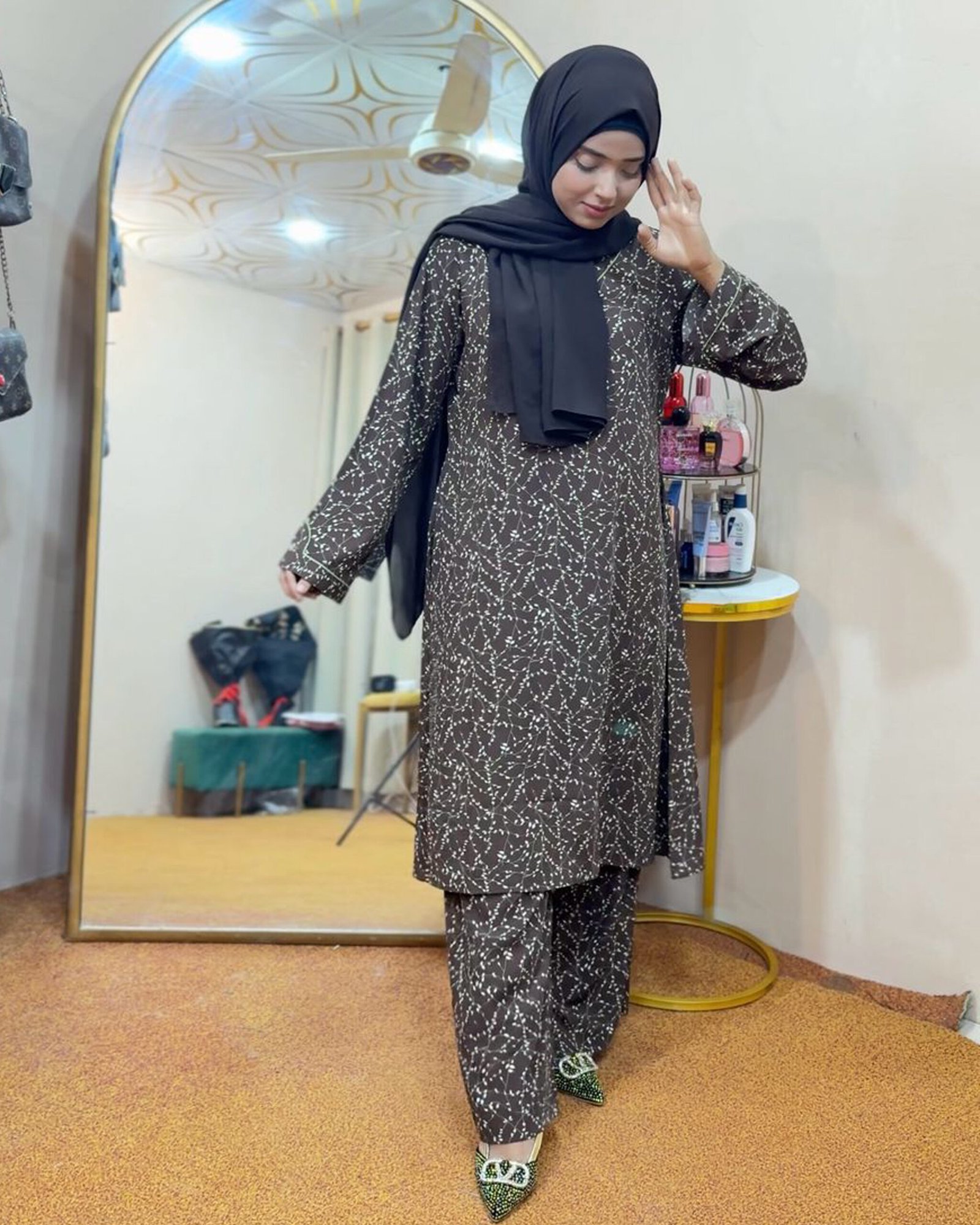 Brown Printed Georgette 2 PC | DD-PG-PG-017