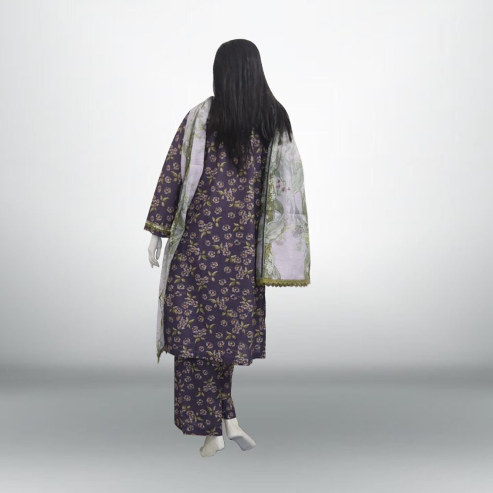 Dark Grey Printed Khaddar 3 PC | DD-PKHDR-023 - Image 2