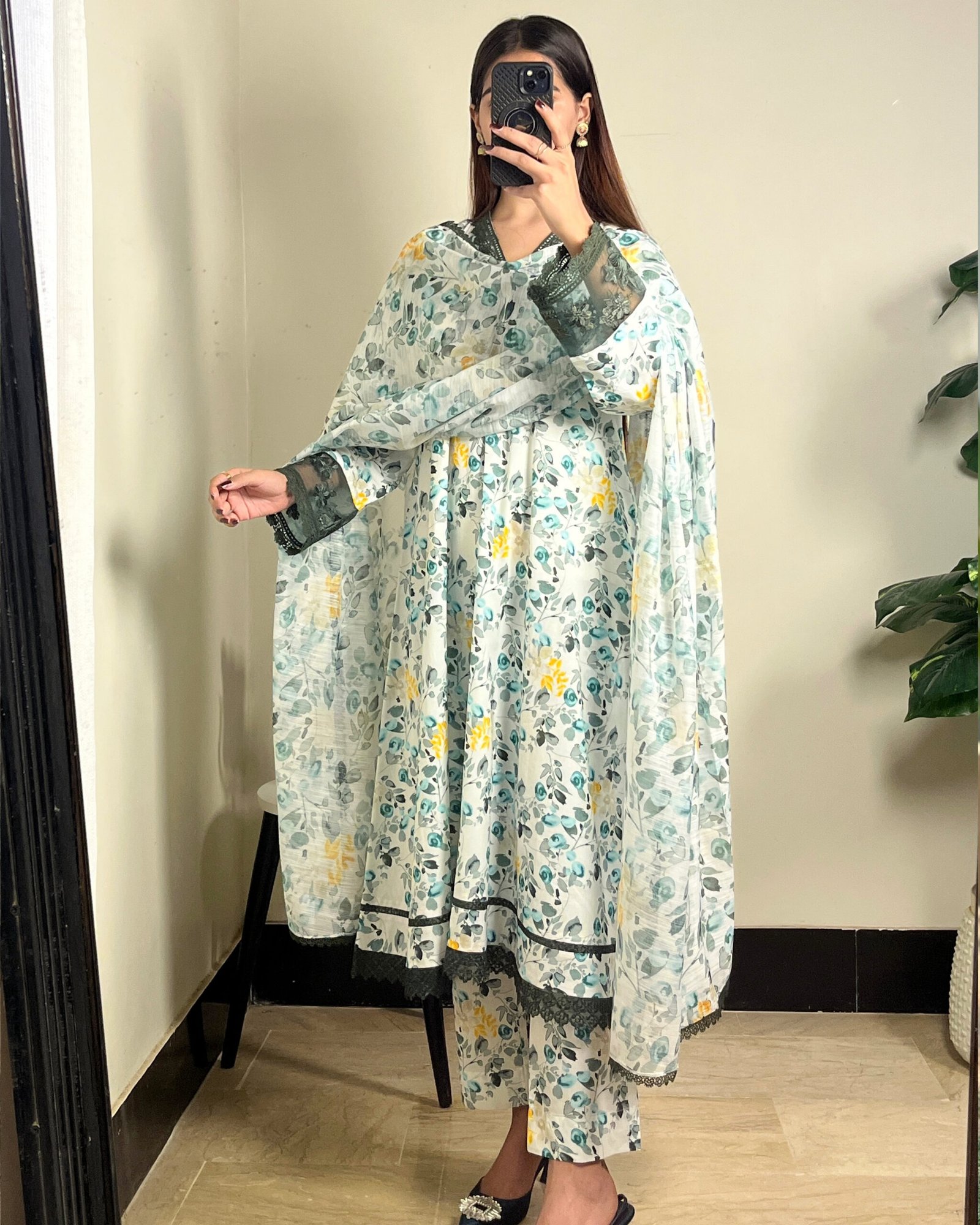 Printed DD Lawn Green 3 Pcs | DD-PLAWN-026