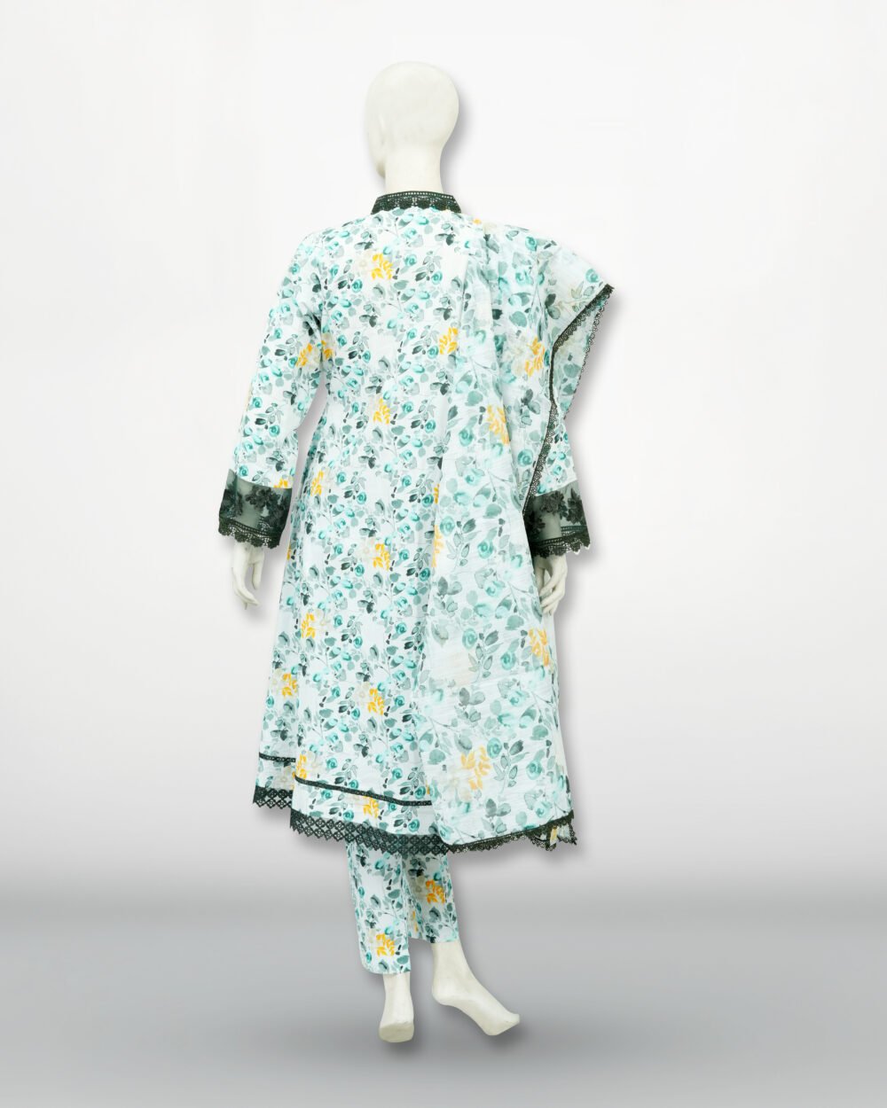 Printed DD Lawn Green 3 Pcs | DD-PLAWN-026 - Image 3