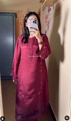 Maroon Embroidered Rao-Silk 2 PC | DD-SOLID-EMR-004